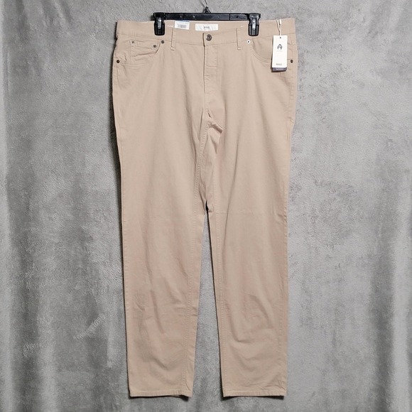 Brax Chuck Pants Mens 40x34 Khaki Beige Modern Fit Marathon Stretch Cotton Twill